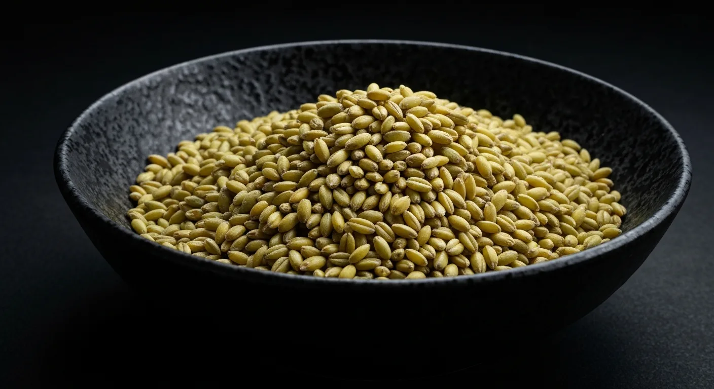 Cracked freekeh grains showing their characteristic green-gold color and smoky texture